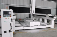 Machine de fraisage CNC à 5 axes pour le travail du bois avec commande PLC Syntec, broche unique, haute rigidité, moteur Yaskawa du Japon