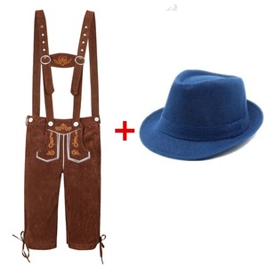 Conjunto de Lederhosen y Sombrero Azul para Hombre, Estilo Oktoberfest Alemán, Apto para las Cuatro Estaciones, Tratamiento Antiarrugas, para Disfraz de Festival de la Cerveza - Product Image 1