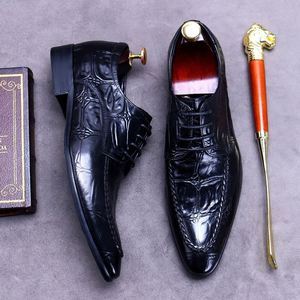 Nouvelles Chaussures Habillées Formelles pour Hommes à Bout Carré, Motif Patchwork, Respirantes, Antidérapantes, Légères, à Lacets, en Cuir de Vachette, Grande Taille - Product Image 4