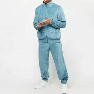 Sweatsuit các nhà sản xuất tùy chỉnh chất lượng cao sang trọng Bộ đồ thể thao trống Mens Velour Bộ đồ thể thao Velour Zip Up sweatsuits