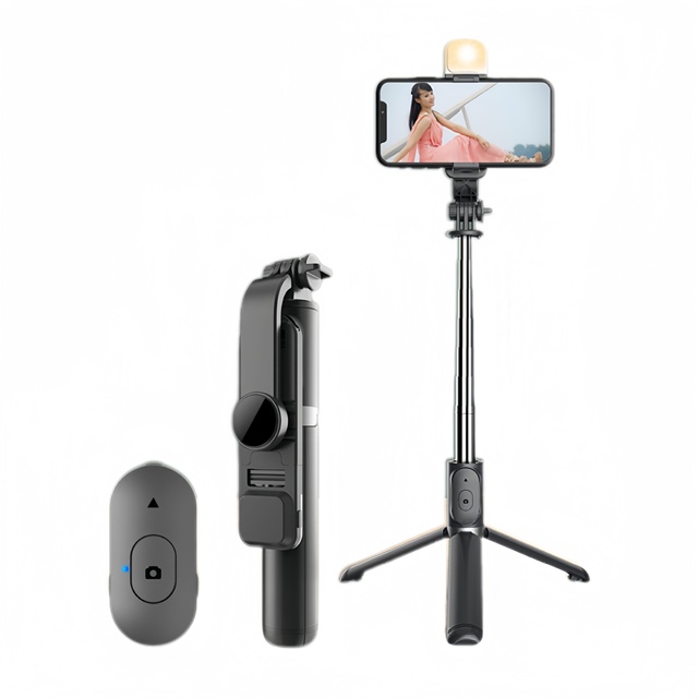 X607 Mini Selfie Stick Tripod With Wireless Remote and Led Fill Light Compatible With Android Smartphones