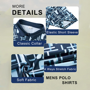 Camisas de sport à séchage rapide avec logo brodé personnalisé OEM Polo de golf pour hommes Vêtements de golf en polyester, spandex évacuant l'humidité - Product Image 6