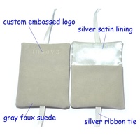 Pochette cadeau en suède personnalisée avec logo en relief 2026, pour bijoux, avec insert pour collier et boucles d'oreilles