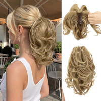 Extensions de cheveux synthétiques courtes bouclées en fibre résistante à la chaleur, postiches queue de cheval à pince, ondulées naturelles pour femmes, vente en gros