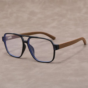 Gafas con Marco Cuadrado Anti-Luz Azul para <span class=keywords><strong>Hombre</strong></span> y Mujer, Estilo <span class=keywords><strong>Hipster</strong></span>, Textura Esmerilada, Marco de Madera, Gafas de Bambú Hechas a Mano, Proveedores - Product Image 1
