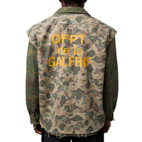 Kemeja Pria Kasual Motif Camo Lengan Panjang Desainer, Kemeja Kancing Depan Motif Camo untuk Pria