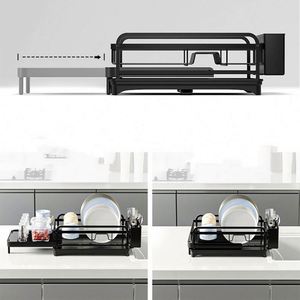Multi-Functional Double-Tier Retractable Metal Eco-Friendly Space-Saving <b>Bathroom</b> Applicable Storage Rack Organizer - Product Image 2