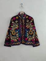 Blouson Bomber Suzani en Velours Fait Main Personnalisé, Manteau Court Bohème avec Doublure en Coton Respirant et Séchage Rapide, Fournisseur B2B en Gros pour l'Exportation