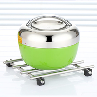 Boîte à déjeuner pomme en acier inoxydable, Double isolé thermiquement avec cuillère fourchette couteau ensembles de vaisselle, Pot à soupe rond de polissage