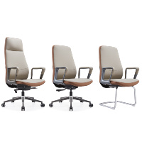 Chaise élévatrice ergonomique de luxe à dossier haut en cuir avec roulettes Chaise de bureau en cuir gris blanc avec accoudoirs