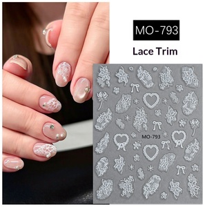 Calcomanías <span class=keywords><strong>para</strong></span> <span class=keywords><strong>Uñas</strong></span> 5D con Relieve, 3 Diseños, Hoja Blanca, Encaje, Flor Estereoscópica, Decoración <span class=keywords><strong>para</strong></span> Manicura DIY - Product Image 3