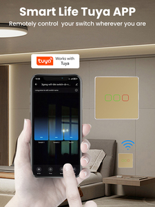 Cnskou nhà máy 110V 250V 3 gang EU Anh Glass Bảng điều chỉnh nhà thông minh tuya <span class=keywords><strong>Wifi</strong></span> Google nhà Alexa cảm ứng tường ánh sáng Thiết bị chuyển mạch - Product Image 2