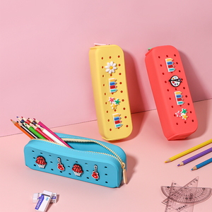 ODM&OEM Custom Casual Korean Style Silicone Pencil Case DIY Creativity Hole Punch Design Student Stationery Storage <b>Bag</b> - Product Image 1