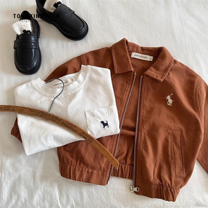Child Star Circle Boys Jacket Spring Autumn Lapel Zipper Embroidered Short Outerwear Kids Fashion Coat - Product Image 4