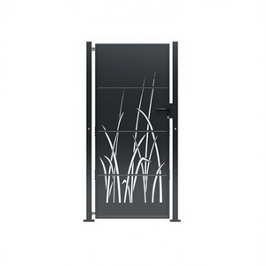 Portail de jardin en acier anthracite 39,4x78,7 avec motif herbe, style contemporain, porte battante pour usage extérieur - Product Image 1