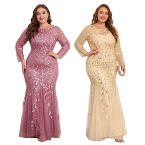 Robes de soirée de luxe grande taille 2026, élégantes, à manches longues, brodées de sequins, longues robes de soirée pour femmes, robes de bal pour femmes - Product Image 1