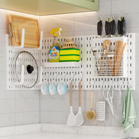 Rak Penyimpanan Dinding Pegboard Hemat Ruang untuk Kamar Mandi, Garasi, Ruang Tamu, Pajangan Perlengkapan Rumah Tangga