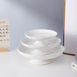 Assiette de fruits en céramique à <span class=keywords><strong>pied</strong></span> haut plats froids desserts sucrés collations compote noix thé plateau de service support à gâteau - Product Image 4