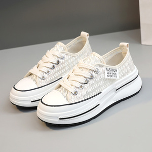 LYKU ZY5706 2026 New Mesh Women's Lace-up Round Head Summer Breathable Thick Sole Walking Casual Shoes Popular Versatile - Product Image 3