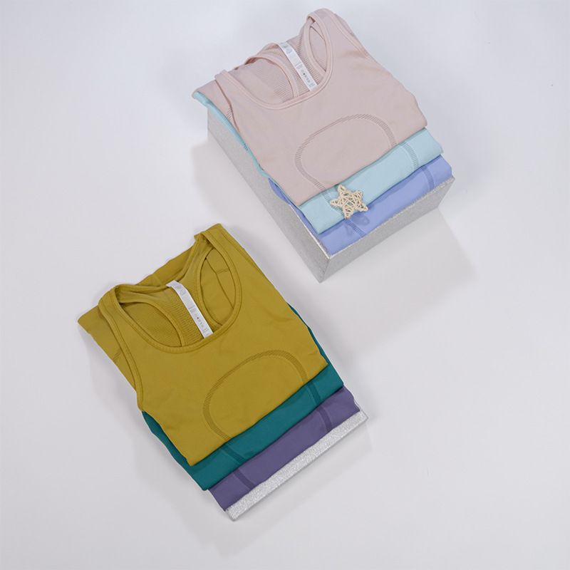 Women lu lu Yoga Vest Solid Workout Backless Shirts Sports FitnessTank Top Active Wear Sleeveless Sexy Gym Tech
