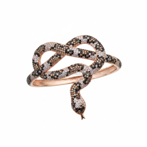 Rose Gold P. 925K Sterling Silver Micro Pave Cz Diamond Leopard Snake <b>Bangle</b> <b>Bracelet</b> - Product Image 2