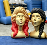 Sculpture géante gonflable personnalisée en forme de tête de femme dorée, en tissu Oxford durable, installation artistique pour exposition d'art et décoration d'événements