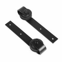 Kit de quincaillerie pour porte de grange en acier moulé massif, revêtement noir, étanche, avec roulettes supérieures de 3 pieds pour mini-porte de grange en bois - Vente en gros