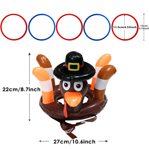 Jeu de lancer d'anneaux gonflables en forme de dindon pour piscine - 5 anneaux en plastique, fournitures pour fêtes estivales hawaïennes et événements en plein air pour adultes - Product Image 2