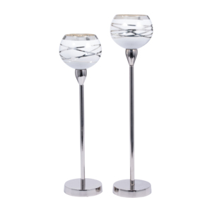 Porte-bougie votif rond avec support, design en métal et verre, chandelier pour centre de table, élégant - Product Image 6