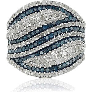 Jewelspaark Bague en argent sterling 925 avec diamants 2,78 carats blancs et bleus micro-pavés pour femme taille US 10 - Product Image 1