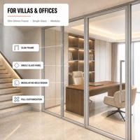 Cloison modulaire incurvée en aluminium de 84 mm avec isolation acoustique efficace, verre simple et ossature en acier pour bureaux modernes et centres commerciaux