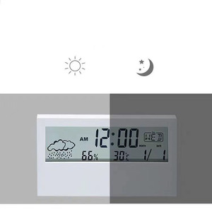 Led Trạm thời tiết hiển thị đồng hồ báo thức khuyến mại hộ gia đình chỉ số nhiệt độ với độ ẩm trong suốt LCD bảng đồng hồ - Product Image 6