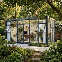 Conteneur de bureau en verre modulaire moderne de 20 pieds, maison de luxe préfabriquée, cabine portable, studio préfabriqué pour parc d'entreprise et jardin