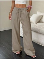 Nouvelle mode transfrontalière européenne et américaine : pantalon long décontracté pour femme, élégant, polyvalent et extensible, coupe droite.