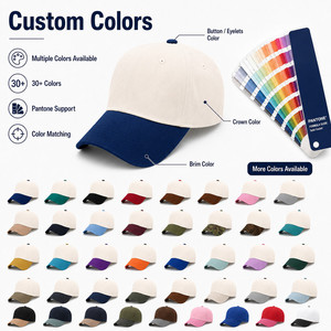 Gorra de Béisbol de 6 Paneles con Logotipo Personalizado, Ajuste Estructurado, Visera en Contraste, Algodón Premium, Venta al por Mayor, Gorra de Sol Ajustable, Color Marfil y Azul Marino - Product Image 3