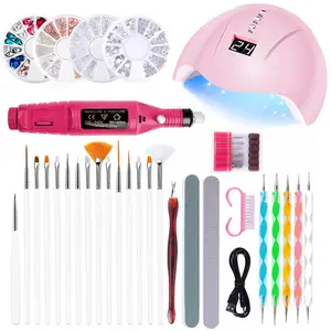 Großhandel Nail Art Tool Set Nagel lampe Elektrischer Polierer Nagel feile Phototherapie Pinsel Dekoration Maniküre Übungs set