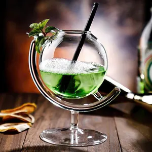 Gelas Cocktail Bentuk Bola Kreatif Gelas Martini Bening Bentuk Bola Dunia Kaca Wiski untuk Pesta Bar