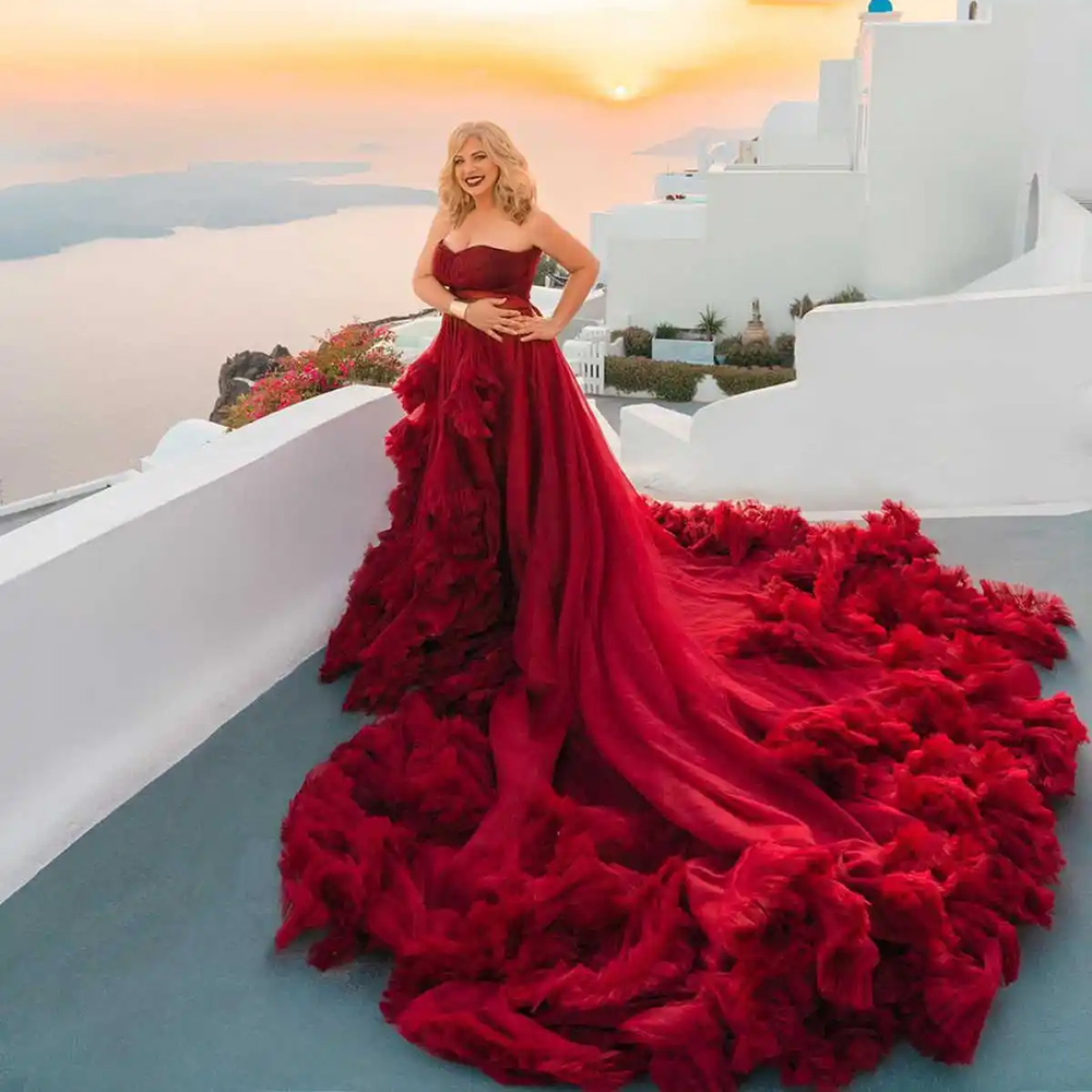 white christmas dresses Champagne Long-sleeves Red Appliques Wedding Dresses with Royal Train –  loveangeldress