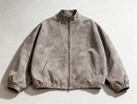 Blouson Bomber de Luxe en Daim pour Homme – Coupe Boxy Vintage, Col Montant, Motif Lettres – Qualité Supérieure pour l'Hiver