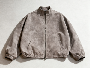 جاكيت جلد سويدي للرجال من تصميم فاخر، جاكيت شتوي فاخر عالي الجودة، جاكيت بومبر جلدي بقصة فضفاضة، جاكيت عمل عتيق من الجلد السويدي - Product Image 1