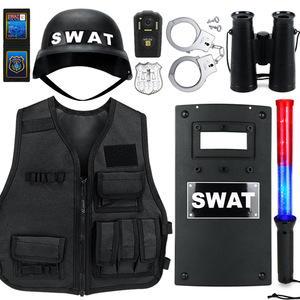 Set Gioco di Ruolo da Poliziotto per Bambini, Gilet Tattico, Casco, Manette, Kit Walkie Talkie per Ragazzi e Ragazze, Regalo per Halloween e Giornata delle Carriere - Product Image 4
