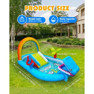 สระน้ำเป่าลมรูปฉลามพร้อมสปริงเกอร์ สนามเด็กเล่นน้ำกลางแจ้งสำหรับเด็ก สนุกสนานในฤดูร้อน - Product Image 5