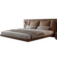 Lit en cuir suspendu Nachu, style italien moderne et minimaliste, avec coffre de rangement, 1800 mm, double, fonctionnement silencieux, pour chambre principale