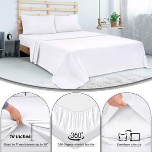 Premium 300 iplik sayısı 100% pamuk yapraklar Set 4 parça çarşaf seti otel için - Product Image 2