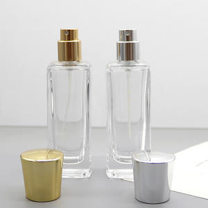 Wholesale 50ml Transparent Square Glass Perfume Bottles Crystal White Refillable Empty Cosmetic Bottles with <b>Snap</b>-On <b>Caps</b> - Product Image 2