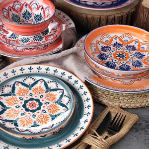 Maison <span class=keywords><strong>de</strong></span> luxe en céramique art trois couleurs impression vaisselle personnalisée mandala impression en céramique vaisselle bols et soucoupes tasses - Product Image 2