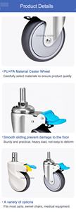 Fabricado Carrinho Médico Rodízios Giratória Sem Ruído Silencioso 3/4/5 Polegadas Rodada Haste Rodízio Cama Hospitalar Roda Médica Com Freio - Product Image 5