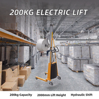 Chariot élévateur électrique portable 200 kg 1500 mm avec déplacement latéral hydraulique, mini gerbeurs électriques pour la manutention de rouleaux
