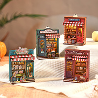 Kit Magnet Kulkas Kayu 3D Buatan Tangan DIY, Miniatur Book Nook, Puzzle Magnetik, Kado, Koleksi Kedai Kopi & Toko Roti