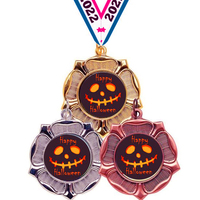 Médailles personnalisées en alliage de zinc pour concours de déguisements, trophée de fête d'Halloween en forme de citrouille, récompense fantôme en métal par sublimation